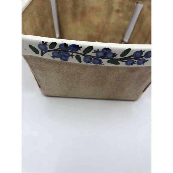 Fitzy's Maine Blueberry Ware Decorative Art Pottery Ceramic Quart Size Basket - Picture 3 of 16